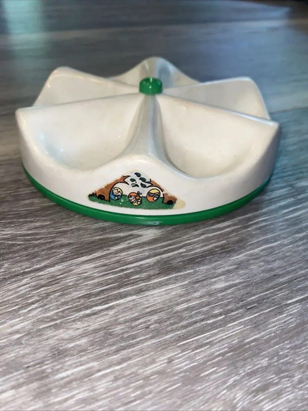 Vtg Hasbro Weeble Wobbles Playground Merry-go-round Green Weebles 70's